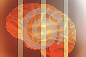 3D rendering. Illustration, graphic brighty brain with light elements