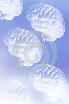 3D rendering. Illustration, graphic brighty brain with light elements