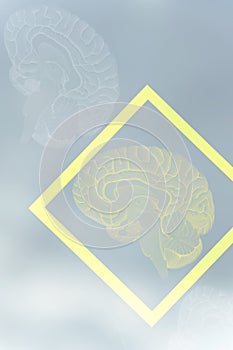 3D rendering. Illustration, graphic brighty brain with light elements