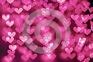 Brignt pink hearts bokeh background