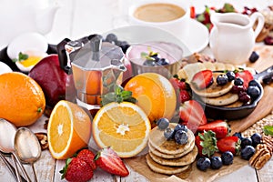 Brigt and colorful breakfast ingredients photo