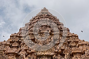 Brihadeeswarar temple in Gangaikonda Cholapuram, Tamil NAdu, South India on overcast day