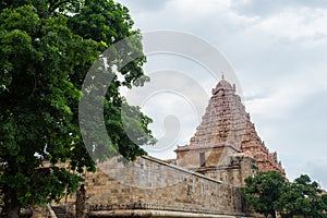 Brihadeeswarar temple in Gangaikonda Cholapuram, Tamil NAdu, South India on overcast day