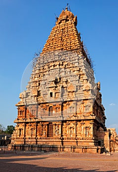 Brihadishwarar Temple tower (vimana). Thanjavur, Tamil Nadu, India