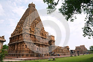 Brihadisvara Temple complex, Tanjore, Tamil Nadu. View from South West. photo