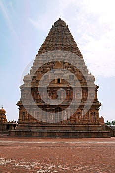 Brihadisvara Temple, Tanjore, Tamil Nadu. View from West.