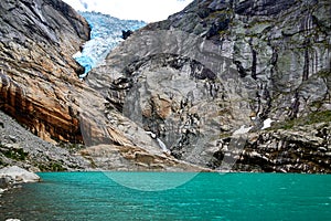 briksdal glacier in north europe Nordfjord norway