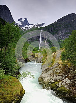 Briksdal glacier reflections