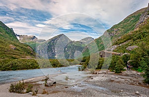 Briksdalen valley, in Jostedal Glacier National Park, Norway. photo