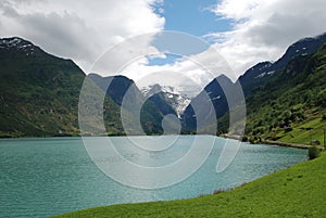 Briksdalsbreen Glacier in Jostedalsbreen, Norway photo