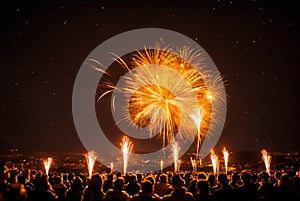 Brilliant and beautiful fireworks display at night