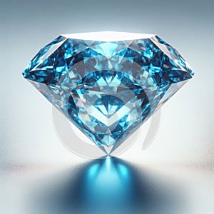 Brilliant Blue Diamond Face Isolated on Clean White Surface