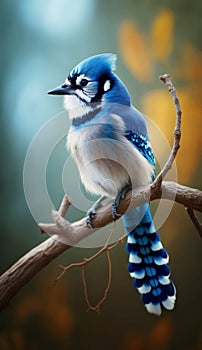 A Brilliant Blue Jay amidst the verdant forest. Generative AI