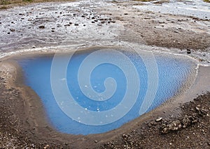 Brilliant blue pool at Geysir, Iceland