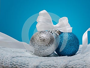 Brilliant Christmas Balls on the Blue Background