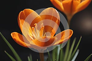 Brilliant Colors: A Close-up View of a Vibrant Crocus.