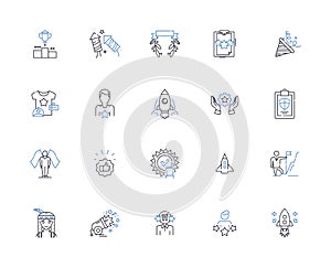 Brilliant coup line icons collection. Success, Strategy, Triumph, Boldness, Masterstroke, Innovation, Surprise vector