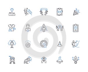 Brilliant coup line icons collection. Success, Strategy, Triumph, Boldness, Masterstroke, Innovation, Surprise vector photo