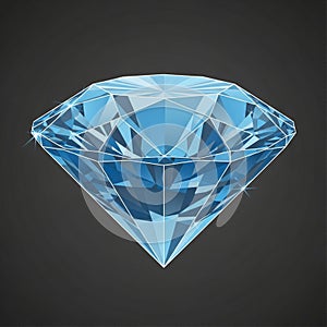 Brilliant-cut blue diamond rendered digitally, showcasing numerous facets that create a