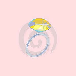 Brilliant diamond engagement ring. 3d render, 3d illustration.