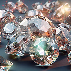 Brilliant diamond gemstone. Crystal vector. Shining diamond close-up baner.
