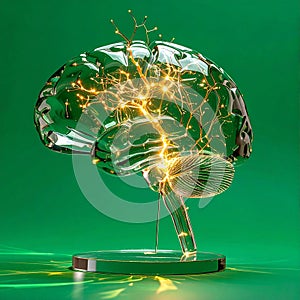 AI Brain with Glowing Neural Network