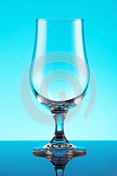 Brilliant glass with a blue background