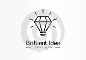 Brilliant idea, light bulb creative symbol concept. Tip, innovate, think, inspire abstract business logo idea. Bright photo