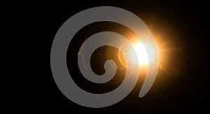 Bright Light Shining in Dark Sky with Lens Flare Effect