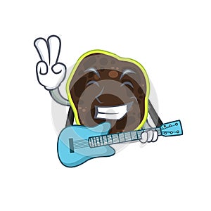 Brilliant musician of firmicutes cartoon design playing music with a guitar