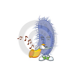 A brilliant musician of salmonella typhi cartoon character playing a trumpet