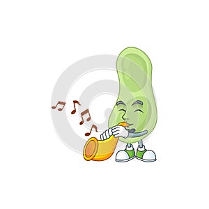 A brilliant musician of staphylococcus pneumoniae cartoon character playing a trumpet