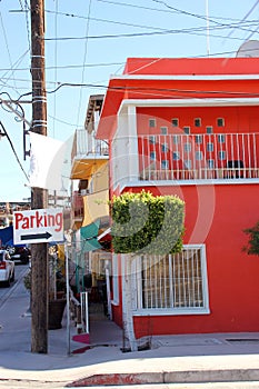 Brilliant rose coloured building in Puerto Penasco, Mexico photo