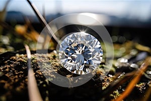 Brilliant Roundcut Diamond, Sparklipng In The Sunlight. Generative AI