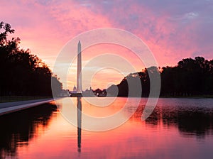 Brilliant sunrise over reflecting pool DC