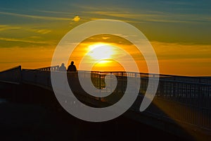 Brilliant sunrise over the waters of Lake Huron