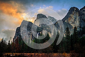 Brilliant Sunset on Yosemite Valley View, Yosemite National Park, California