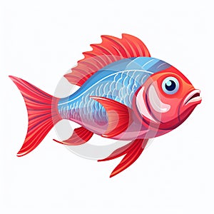 Brilliant tropical fish swimming in tank illustration