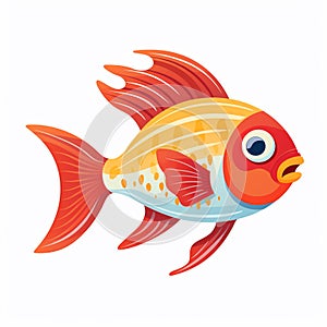 Brilliant tropical fish swimming in tank illustration