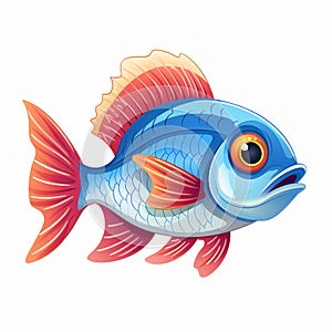 Brilliant tropical fish swimming in tank illustration