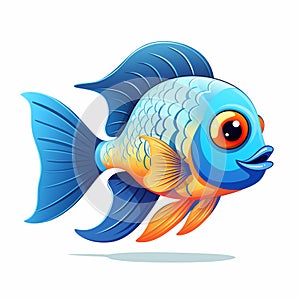 Brilliant tropical fish swimming in tank illustration