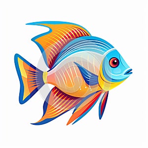 Brilliant tropical fish swimming in tank illustration