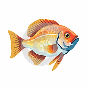 Brilliant tropical fish swimming in tank illustration