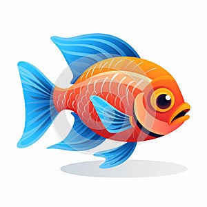 Brilliant tropical fish swimming in tank illustration