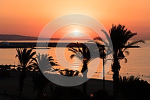Brilliant vacation destination beach sunrise, Yasmine Hammamet, Tunisia, Africa photo