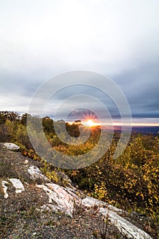 Brilliant vivid sunset in autumn at High Point State Park, NJ