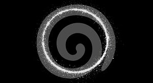 Brilliant white glitter ring effect on black