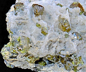 Brilliant zinc blend crystals, Sphalerite in quartz