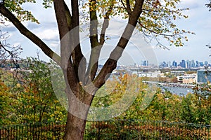 Brimborion park  and Seine river in Sevres city