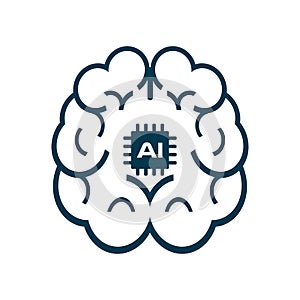 Brin of Artificial intelligence icons, AI icon vector design, used in Ai Concepts, artificial intelligence icon set in line style